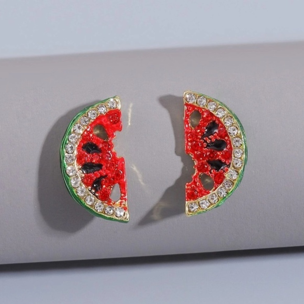 Watermelon Colorful Bling Rhinestone Earrings